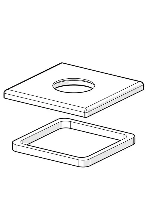 Zwei transparente, rechteckige Kunststoffplatten, eine mit einem zentralen Loch. Das Produkt stammt von der Marke HANSA.